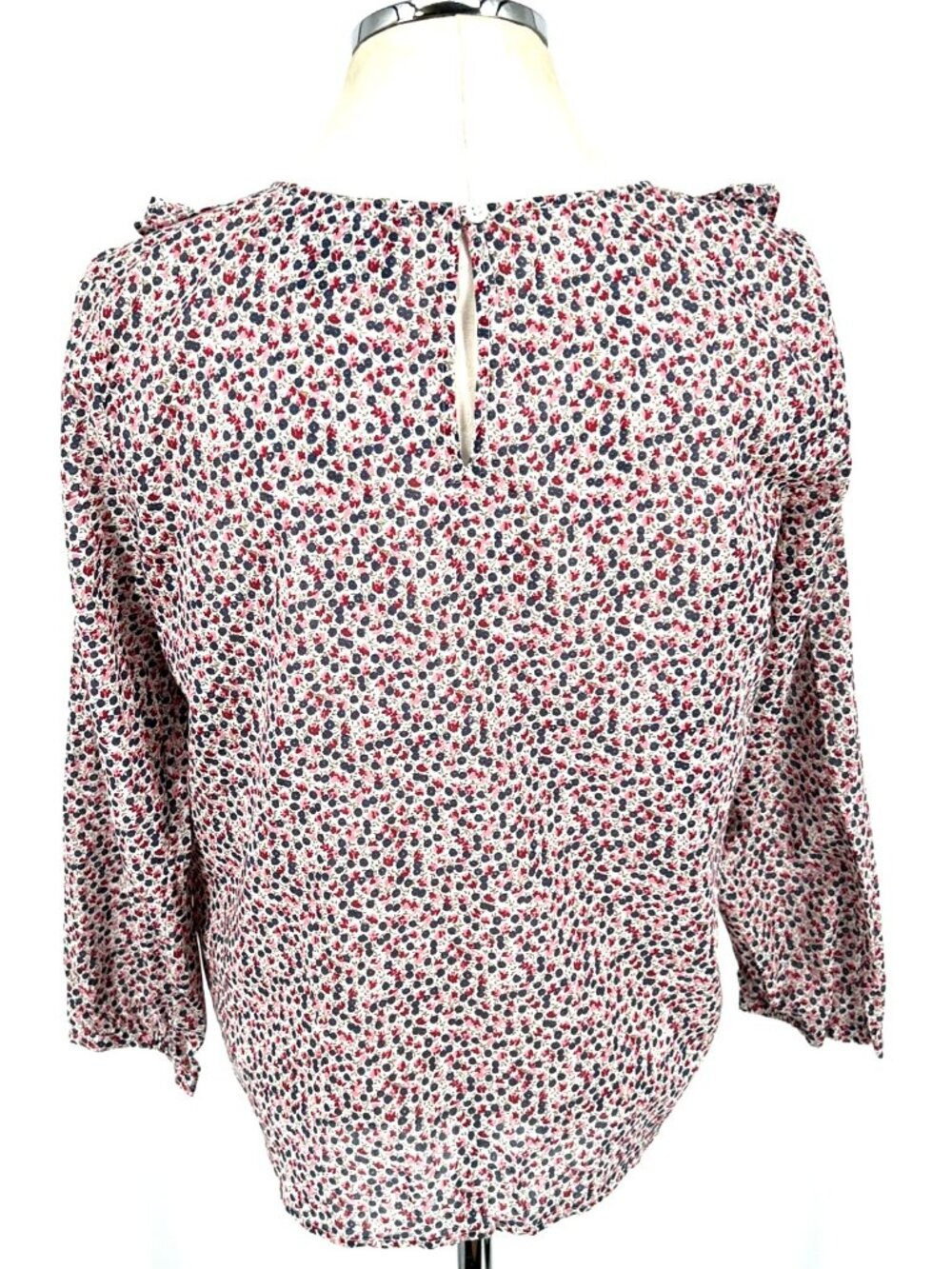 J. Crew Top Shirt Sz 6 Cotton Floral Ruffles Long Sleeve Blouse - Picture 5 of 8